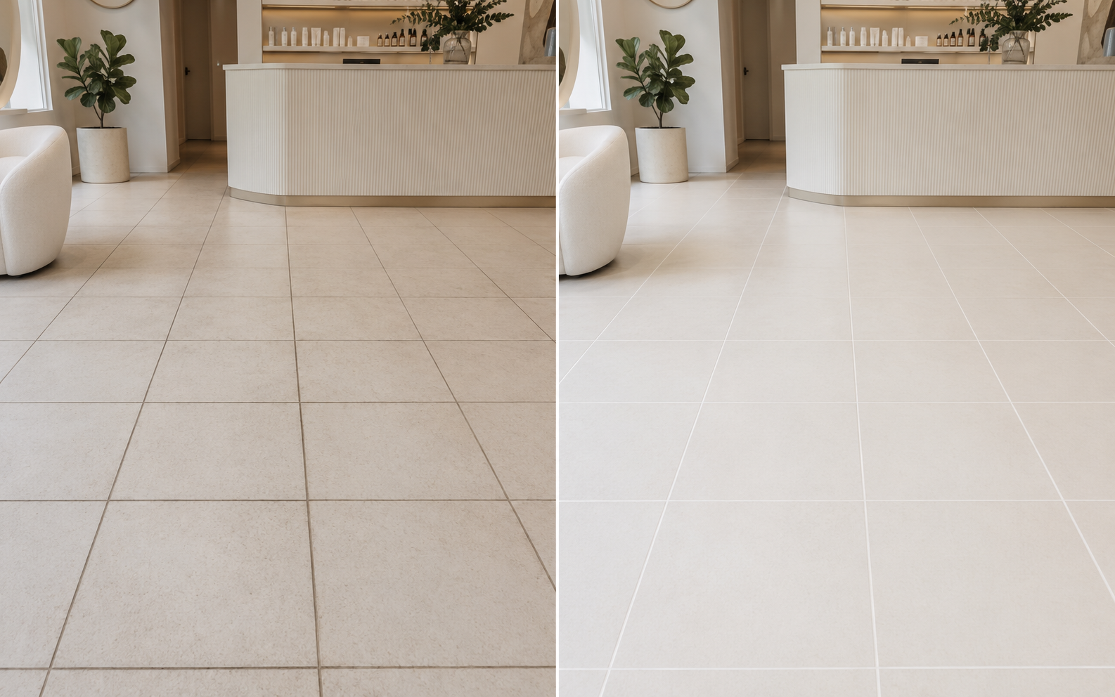 Tiles transformed before and after professional cleaning